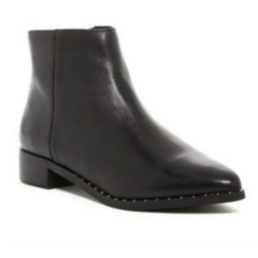 Catherine Malandrino Black Genuine Leather Ankle Boots Pointed Toe Size 6